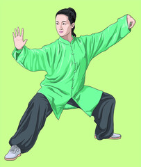 Drawing taichi martial art, beautiful, art.illustration, vector