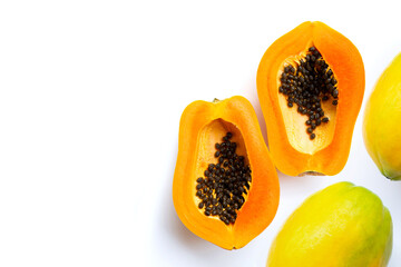 Papaya fruit on a white background.