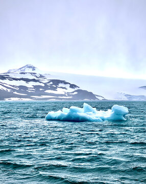 Antarctica snow mountain and iceberg on the sea