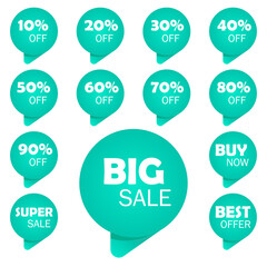 Special offer sale isolated tag. Sale tag set. Scroll banners with big sale text
