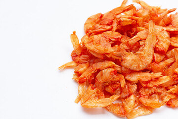 Dried shrimp in white background.