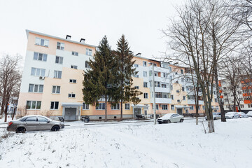 high-rise residential building in winter