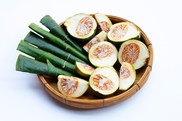 Chewing betel nut, Betel nut with cal lime powder on betel leaves