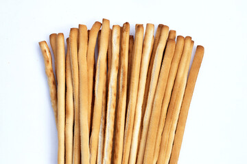 Bread sticks on white background