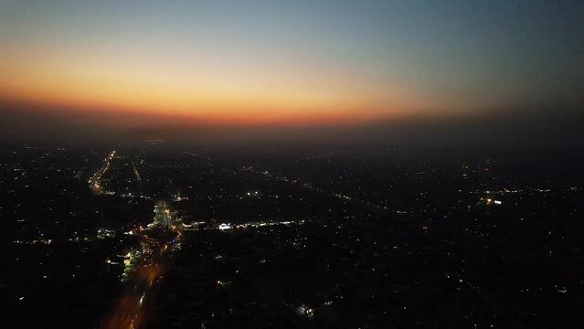 Great Night Flight Aerial view of Kala Shah Kako Punjab Pakistan