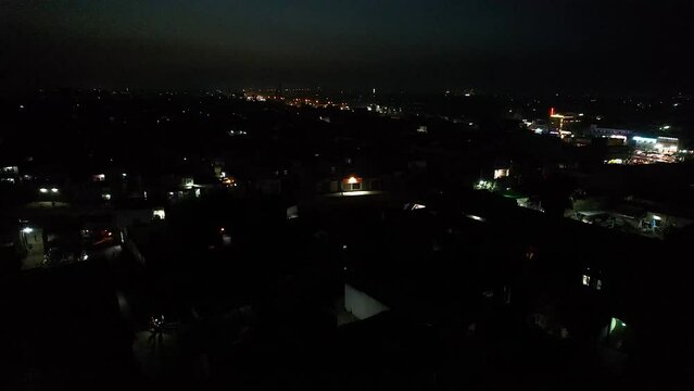 Great Night Flight Aerial view of Kala Shah Kako Punjab Pakistan