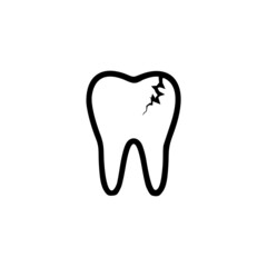 Broken tooth icon isolated on white background