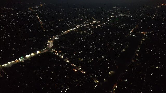 Great Night Flight Aerial view of Kala Shah Kako Punjab Pakistan