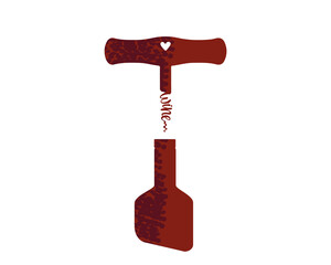 Vector illustration of a wine corkscrew. Can be used for cards, flyers, posters, t-shirts.