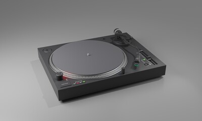 Fototapeta premium A black turntable abstract background. 3D illustration