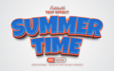 Summer time text effect cartoon style. Editable text effect.