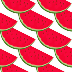 A slice of watermelon. Juicy berry on a white background. Seamless