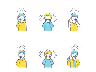 呼びかける子どもたち　上半身セット　3色