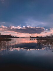 Fototapeta premium sunset over lake