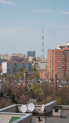 Fototapeta premium Odesa, Ukraine - 04 25 2022: Panorama view over the downtown of a Ukrainian city
