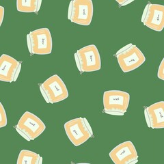 Bright pattern with jars of jam. pattern for kitchen textile design.