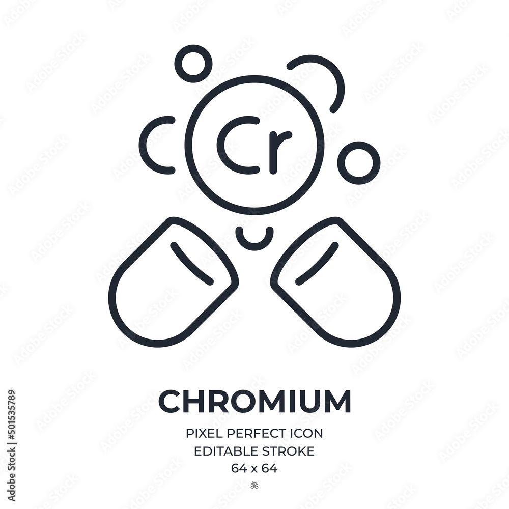 Canvas Prints chromium food supplement editable stroke outline icon isolated on white background flat vector illus