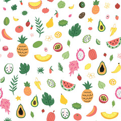 tropical fruits vector seamless pattern