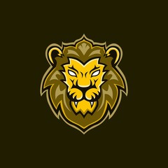 illustration of a lion's head in yellow for the mascot logo.