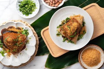 Vegetable zongzi. Vegetarian rice dumpling for Duanwu Dragon Boat Festival food.