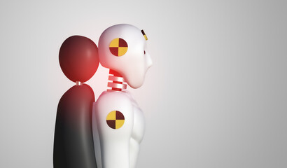 Car crash test dummy. 3d rendering image