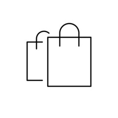 Shopping bag icon. Bag package shopper outline icon. Shopping bag, purchase, package icon. Stock vector