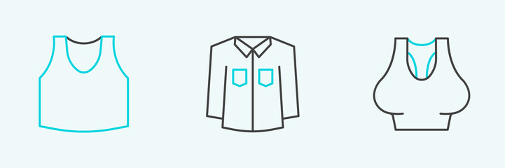 Set line Undershirt, and Shirt icon. Vector