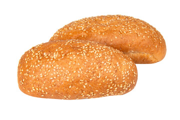 Long bun with sesame seeds bakery isolated on the white background