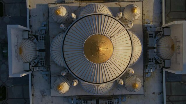 Mosque Pride of Muslims named after the Prophet Muhammad in Shali. Drone view