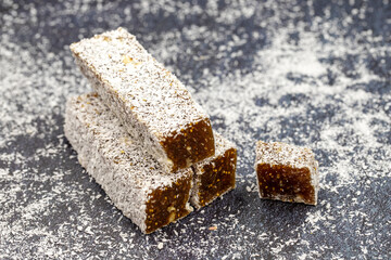 Fig Turkish Delight. Traditional Turkish cuisine delicacies. close up