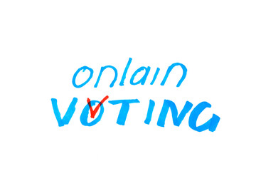 Online voting inscription on a white background.