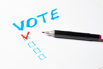 Vote word on a white background. Voting concept.