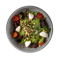 Isolated portion of beetroot salad on white background