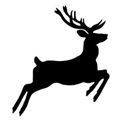 Black silhouette of a deer on a white background.