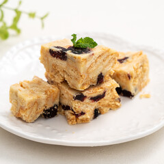 Delicious marshmallow biscuit named snow Q cookies with cranberry dried fruit.
