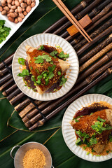 Vegetable zongzi. Vegetarian rice dumpling for Duanwu Dragon Boat Festival food.