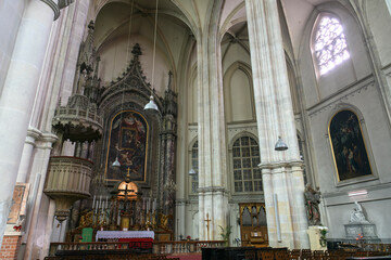Fototapeta na wymiar Interior of the Minorite Church Minoritenkirche in Vienna, Austria. January 2022 