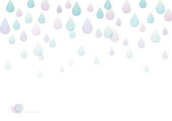 梅雨・初夏】虹色の雨のしずくの背景イラスト