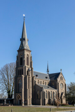 Dutch catholic church architecture of Antoniuskerk and sculpture museum of saint statues