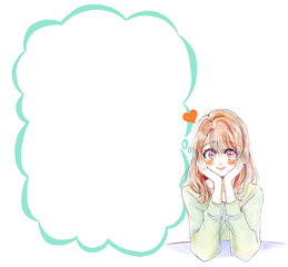 うっとりしている女性　吹き出し