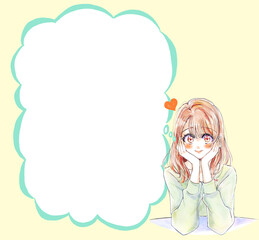 うっとりしている女性　吹き出し