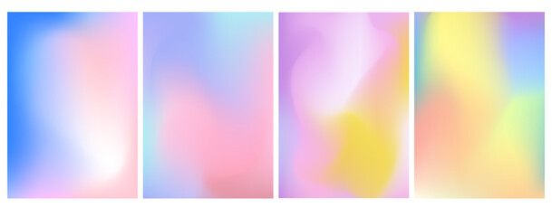 Pearlescent background holographic gradient. Candy gradient mesh set for design concepts, web, smartphone screen, presentations, banners, posters and prints