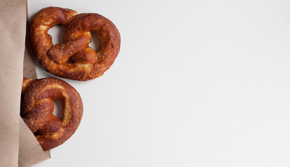 Sweet pretzel in a craft bag