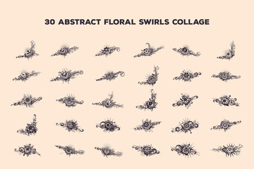 30 abstract floral swirls vector designs