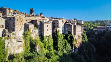 Fototapeta premium Panoramic view of the old village of Vitorchiano, Viterbo province, Lazio region in central italy.