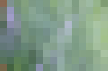 Fototapeta premium Gradient background from green squares. A backing of mosaic squares, space for your design or text. Abstract green backdrop for publication, poster, calendar, wallpaper, postcard, banner, cover