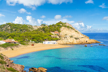 Landscape with Cala Pregonda beach, Menorca island, Spain