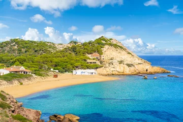 Raamstickers Cala Pregonda, Menorca Eiland, Spanje Landschap met strand Cala Pregonda, eiland Menorca, Spanje