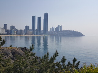 city skyline of Haeundae beach in Busan