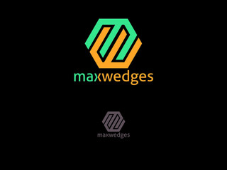 flat logo concept maxwedges with letter M and W